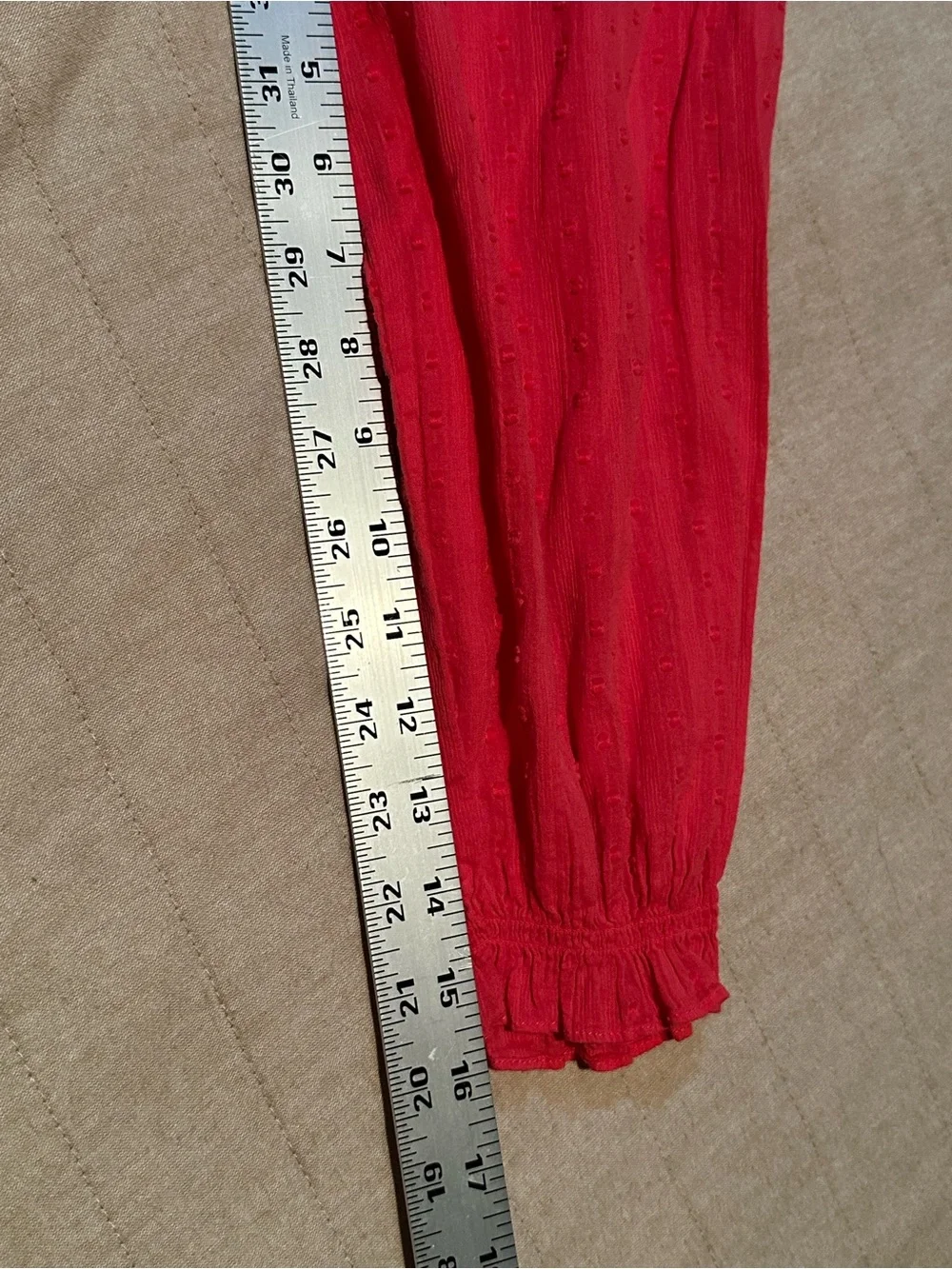 J. Crew Coral-Red V-Neck Peasant Blouse